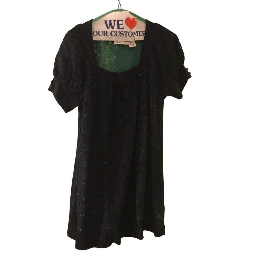DKNY black lace dress Green accents medium